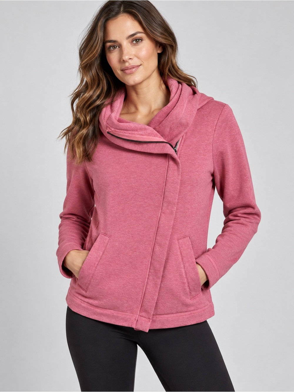Buki Collection Pink Asymmetrical Zip Hoodie Jacket Women’s M